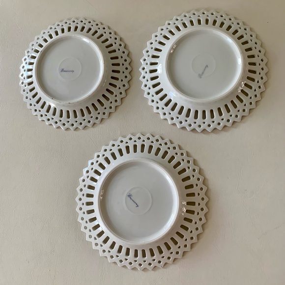 Vintage German Porcelain Reticulated Trinket Dishes - Picture 4 of 15